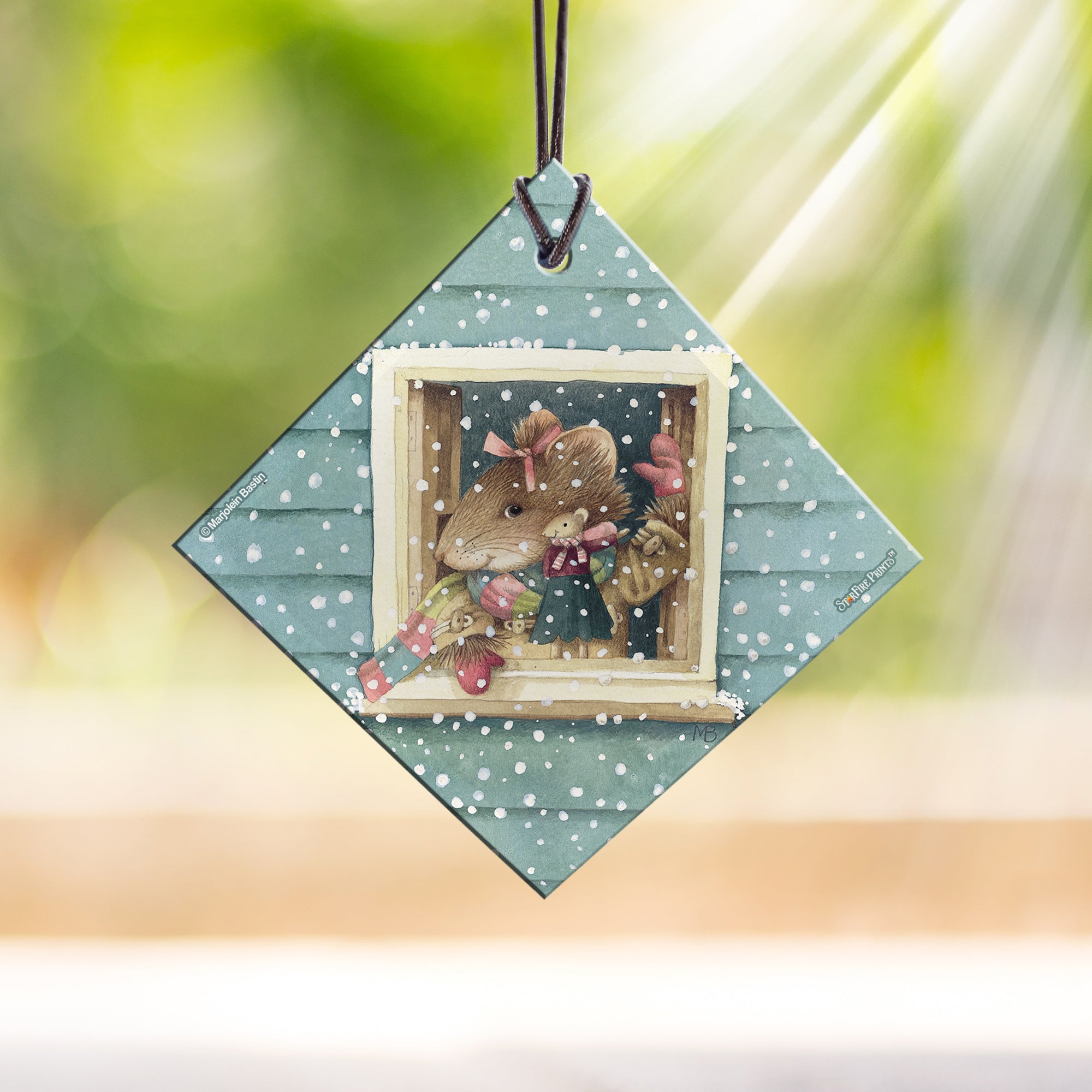 Marjolein Bastin (Vera the Mouse Says Hello) StarFire Prints™ Hanging Glass Print SPSQU836